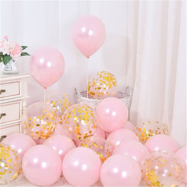 20pcs Pink Silver Confetti balloons Set Chrome metallic ballon Birthday Party Wedding Decoration Wedding Anniversary globals