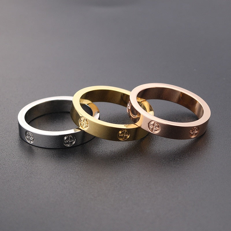 2021 Cross Stainless Steel Zircon Ring With Stone For Woman Girl For Men Couple Ring Wedding Ring