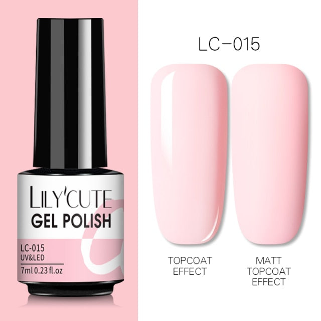 LILYCUTE 7ml UV Nail Gel Polish Autumn Winter Color Semi Permanent Matte Top Coat Needed Soak Off UV LED Nail Art Gel Varnish
