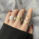 Hiphop/Rock Metal Geometry Circular Punk Rings Set Opening Index Finger Accessories Buckle Joint Tail Ring for Women Jewelry