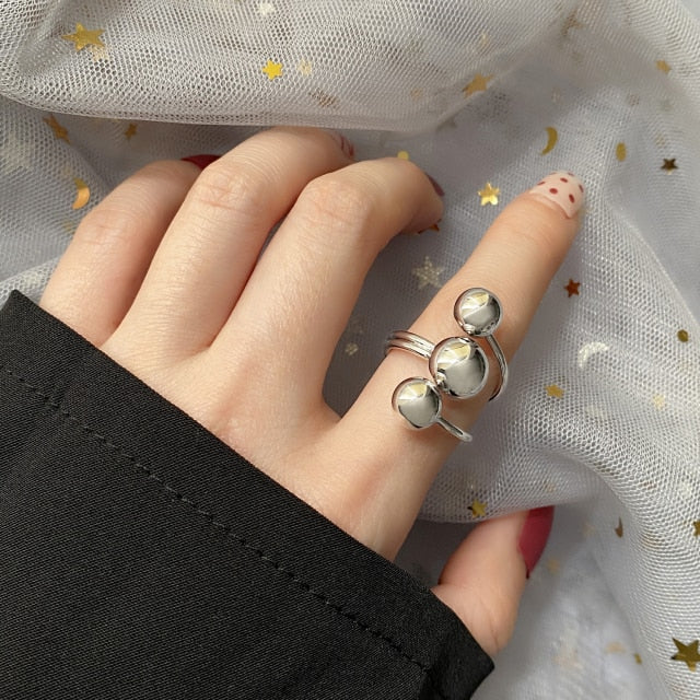 Hiphop/Rock Metal Geometry Circular Punk Rings Set Opening Index Finger Accessories Buckle Joint Tail Ring for Women Jewelry