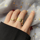 Hiphop/Rock Metal Geometry Circular Punk Rings Set Opening Index Finger Accessories Buckle Joint Tail Ring for Women Jewelry