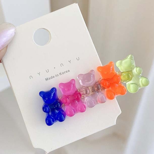 6 Candy Bears Hair Clips Barrettes Colored Bear Hairpin Women Girls Hairgrips Pins Hair Band Acccessories Hair Pins