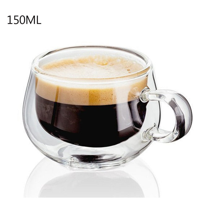 New 6Pcs 80ml 2.7oz Glass Double Walled Heat Insulated Tumbler Espresso Tea Cup coffee mug tazas de ceramica creativas