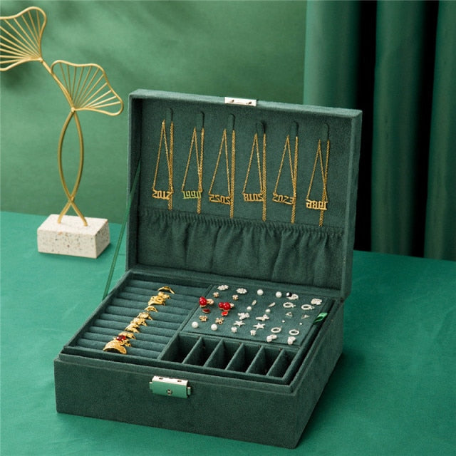 WE New High Capacity Leather Jewelry Box Travel Jewelry Organizer Multifunction Necklace Earring Ring Storage Box Women Gifts