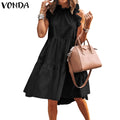 Summer Mini Dress Women Elegant Ruffled Party Dress 2021 VONDA Summer Beach Holiday Sundress Bohemian Vestido  Robe