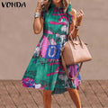 Summer Mini Dress Women Elegant Ruffled Party Dress 2021 VONDA Summer Beach Holiday Sundress Bohemian Vestido  Robe