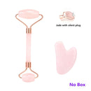 Rose Quartz Roller Face-lifting Massager Natural Jade Facial Massager Roller Slimming Jade Scraping Mask Brush Three-piece Set