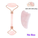 Rose Quartz Roller Face-lifting Massager Natural Jade Facial Massager Roller Slimming Jade Scraping Mask Brush Three-piece Set