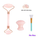 Rose Quartz Roller Face-lifting Massager Natural Jade Facial Massager Roller Slimming Jade Scraping Mask Brush Three-piece Set