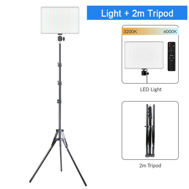 Dimmable LED Video Light Panel EU Plug 2700k-5700k Photography Lighting For Live Stream Photo Studio Fill Lamp Three Color