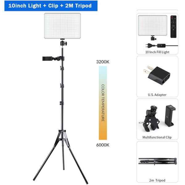 Dimmable LED Video Light Panel EU Plug 2700k-5700k Photography Lighting For Live Stream Photo Studio Fill Lamp Three Color