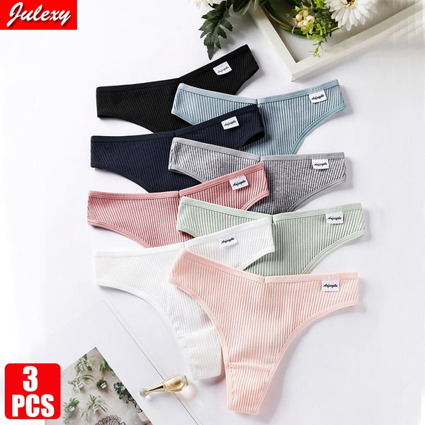 3PCS/Set G-string Panties Cotton Women's Underwear Sexy Panties Female Underpants Thong Solid Color Pantys Lingerie M-XL Design