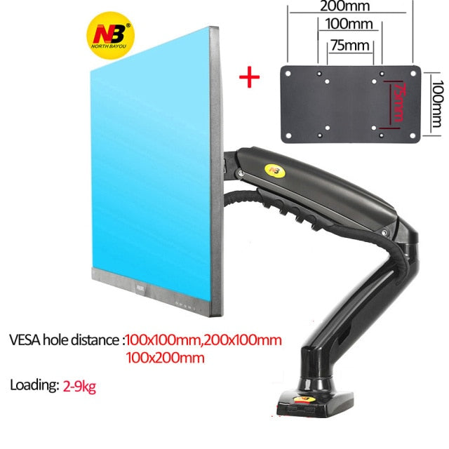 NB NEW F80+2pc USB3.0 17-27" desktop LED LCD Monitor Holder Arm Gas Spring Full Motion 2-9kg ergonomica dual arm