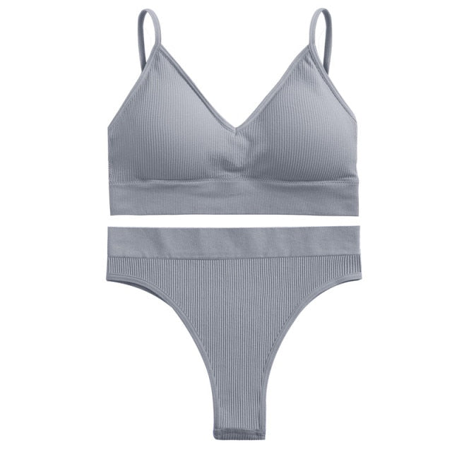 FINETOO Women Seamless Bra Set Bra Top + Pantys Brassiere Fitness Underwear Lingerie Women's Swimwear Push Up Sexy Tank Top Girl