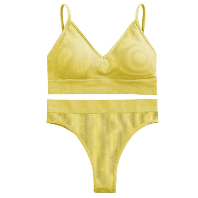 FINETOO Women Seamless Bra Set Bra Top + Pantys Brassiere Fitness Underwear Lingerie Women's Swimwear Push Up Sexy Tank Top Girl