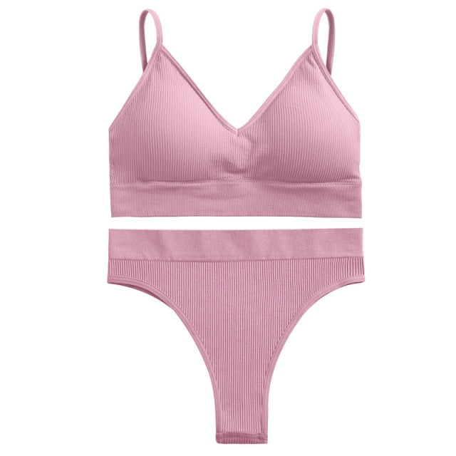 FINETOO Women Seamless Bra Set Bra Top + Pantys Brassiere Fitness Underwear Lingerie Women's Swimwear Push Up Sexy Tank Top Girl