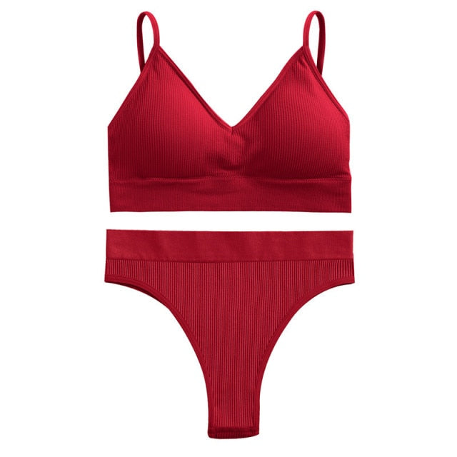 FINETOO Women Seamless Bra Set Bra Top + Pantys Brassiere Fitness Underwear Lingerie Women's Swimwear Push Up Sexy Tank Top Girl