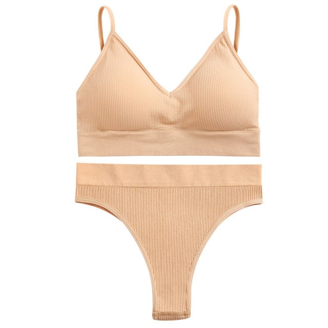 FINETOO Women Seamless Bra Set Bra Top + Pantys Brassiere Fitness Underwear Lingerie Women's Swimwear Push Up Sexy Tank Top Girl