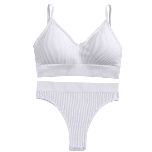 FINETOO Women Seamless Bra Set Bra Top + Pantys Brassiere Fitness Underwear Lingerie Women's Swimwear Push Up Sexy Tank Top Girl