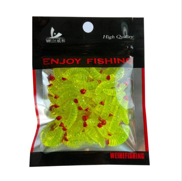 Cheap 50pcs/Bag outdoor Winter fishing Bionic soft bait aphid 20mm/0.5g Artificial Soft bait sink Fishing accessories lures
