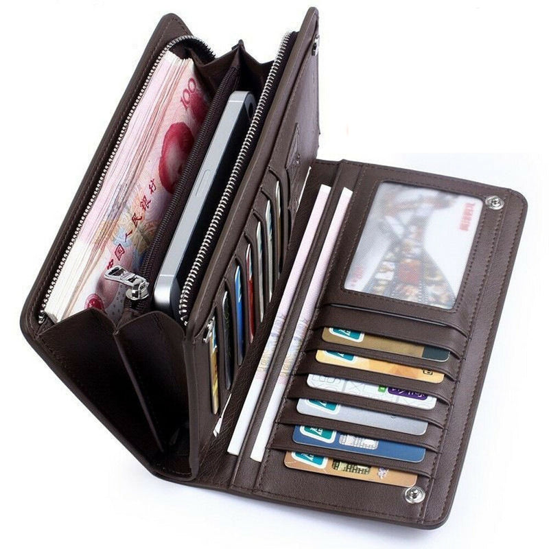 Men Long Wallet Clutch Bag Credit Card Holder Purses Carteira Masculina Carteras Billetera Hombre Leather Money Portfe Carte