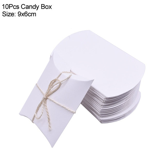 10/20/30Pcs Pillow Candy Box Kraft Paper Christmas Gift Packaging Boxes Candy Bags Wedding Favors Birthday Party Decorations