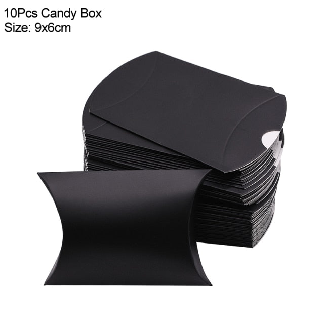 10/20/30Pcs Pillow Candy Box Kraft Paper Christmas Gift Packaging Boxes Candy Bags Wedding Favors Birthday Party Decorations