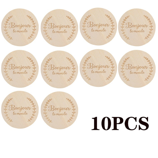 Wooden Baby Month Milestone Card Newborn Birth Month Birthday Milestone Wooden Teether Baby Kids Photography Props Toy