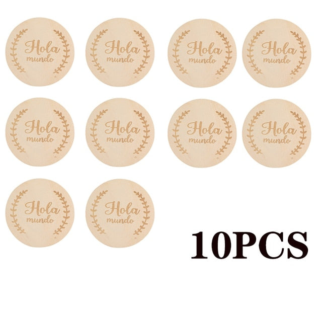 Wooden Baby Month Milestone Card Newborn Birth Month Birthday Milestone Wooden Teether Baby Kids Photography Props Toy