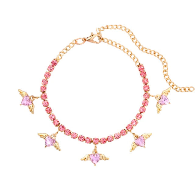 INS Fashion Butterfly anklet Rhinestone Tennis Chain Foot Chain Jewelry for Women Summer Beach Anklet Butterfly Barefoot Chain