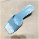 SUOJIALUN 2021 New Brand Women Slipper Summer Outdoor Sandal Square High Heel Slip On Flip Flop Elegant Women Slides Sandal