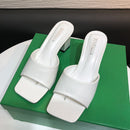 SUOJIALUN 2021 New Brand Women Slipper Summer Outdoor Sandal Square High Heel Slip On Flip Flop Elegant Women Slides Sandal