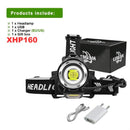 Super XHP160 Most Powerful Led Headlamp XHP90 High Power Led Headlight 18650 Rechargeable Head flashlight Usb Fishing Head Lamp