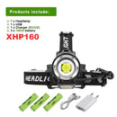 Super XHP160 Most Powerful Led Headlamp XHP90 High Power Led Headlight 18650 Rechargeable Head flashlight Usb Fishing Head Lamp