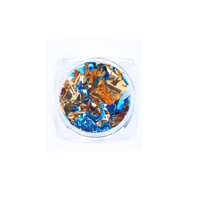 Gold Silver Aluminum Nail Foil Glitter Sequins Nails Art Irregular Flakes Polish Manicure Design Stickers Decorative Accessories