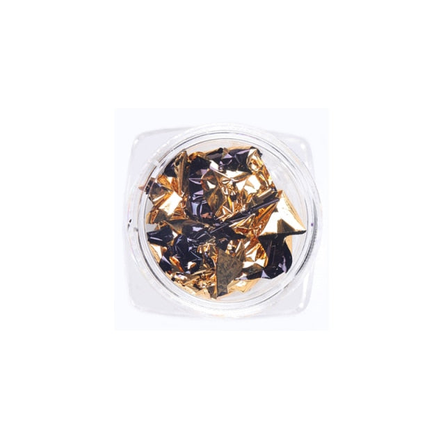 Gold Silver Aluminum Nail Foil Glitter Sequins Nails Art Irregular Flakes Polish Manicure Design Stickers Decorative Accessories
