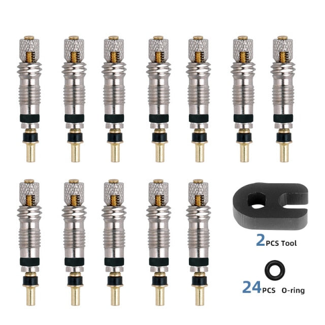 2/6/12PCS Presta Valve Brass Core W/ Optional Tool CNC-machined FV MTB Road Bike Tubes Repair Tire Service Parts