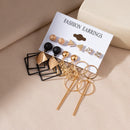 Women's Earrings Set Retro Korean Geometric Stud Earrings for Women Korean Gold Small Metal Pearl Earring 2021 Trend Jewelry