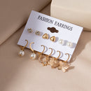 Women's Earrings Set Retro Korean Geometric Stud Earrings for Women Korean Gold Small Metal Pearl Earring 2021 Trend Jewelry