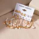 Women's Earrings Set Retro Korean Geometric Stud Earrings for Women Korean Gold Small Metal Pearl Earring 2021 Trend Jewelry