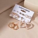 Women's Earrings Set Retro Korean Geometric Stud Earrings for Women Korean Gold Small Metal Pearl Earring 2021 Trend Jewelry