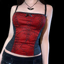InsGoth Grunge Goth Top Vintage Harajuku Sexy Cut Out Zipper Camisole Punk Spider Net Graphic Backless Summer Basic Crop Camis