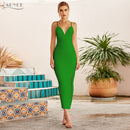 Adyce New Summer Women White Bodycon Bandage Dress Sexy V Neck Spaghetti Strap Club Celebrity Evening Runway Party Long Dresses