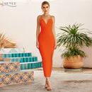 Adyce New Summer Women White Bodycon Bandage Dress Sexy V Neck Spaghetti Strap Club Celebrity Evening Runway Party Long Dresses
