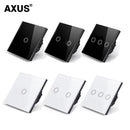 AXUS EU Touch Switch Power Led Panel Wall Light Switches Tempered Black White Crystal Glass 1/2/3 Gang Interruttore AC100-240V