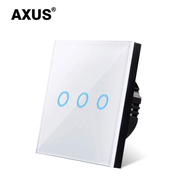 AXUS EU Touch Switch Power Led Panel Wall Light Switches Tempered Black White Crystal Glass 1/2/3 Gang Interruttore AC100-240V