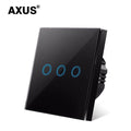 AXUS EU Touch Switch Power Led Panel Wall Light Switches Tempered Black White Crystal Glass 1/2/3 Gang Interruttore AC100-240V