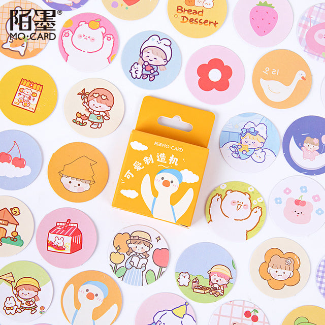 46Pcs/box Natural Scenary Stickers Creative Cute Mint Diary Journal Decoration Stationery Flakes Scrapbooking DIY Stickers