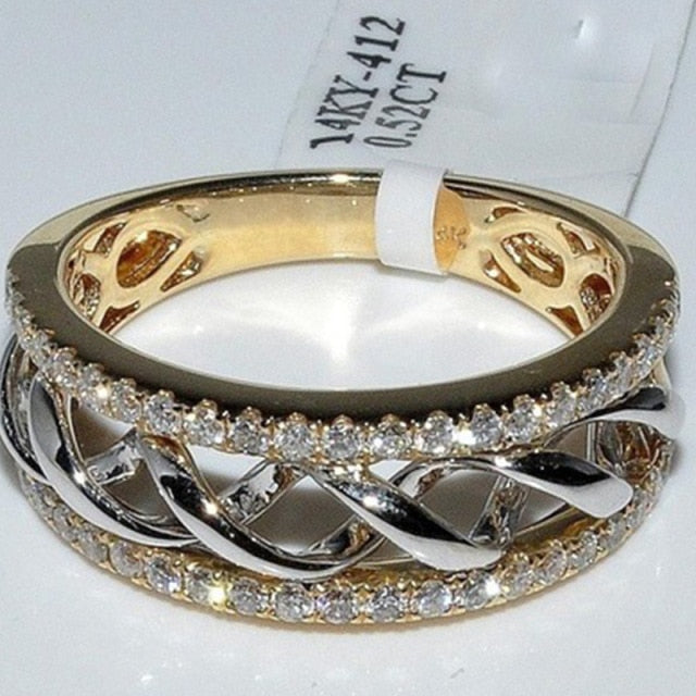 FDLK   Women Luxury Alloy Finger Band Inlaid Ring Jewelry Gift